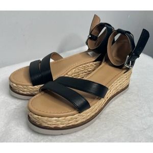Brand New Platform Wedge Sandal Black Size 7